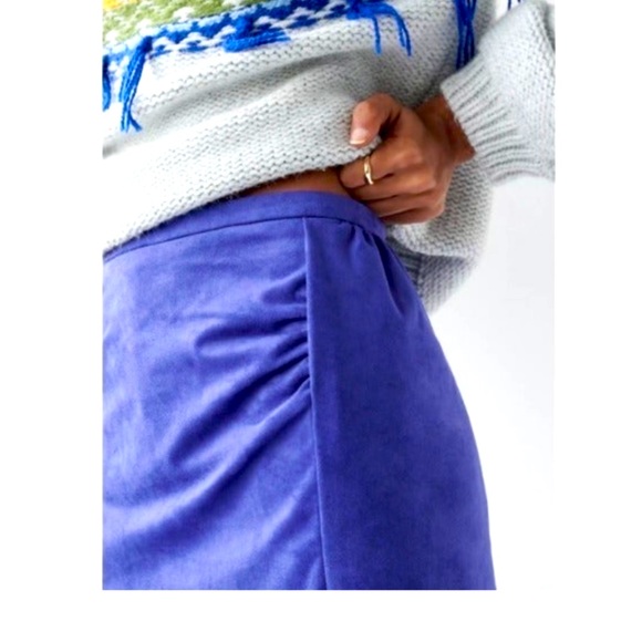 NWT Anthropologie Blue Faux Suede Skirt - Picture 3 of 13